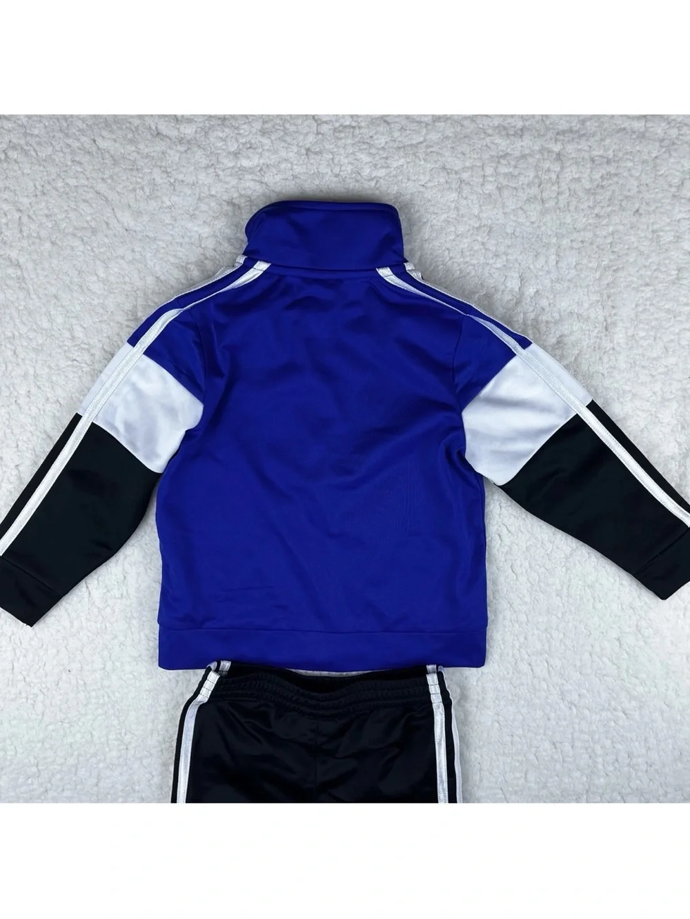 Adidas Boys 2T Track 2 Piece Suit Jacket Sweatpants Blue Black White Polyester
